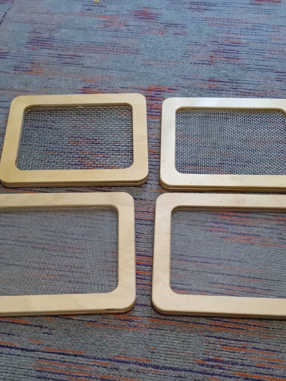 Wooden Rectangular Frames with Mesh Inserts - Natural Wood